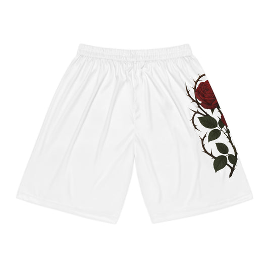 Floral Rose Design Basketball Shorts,