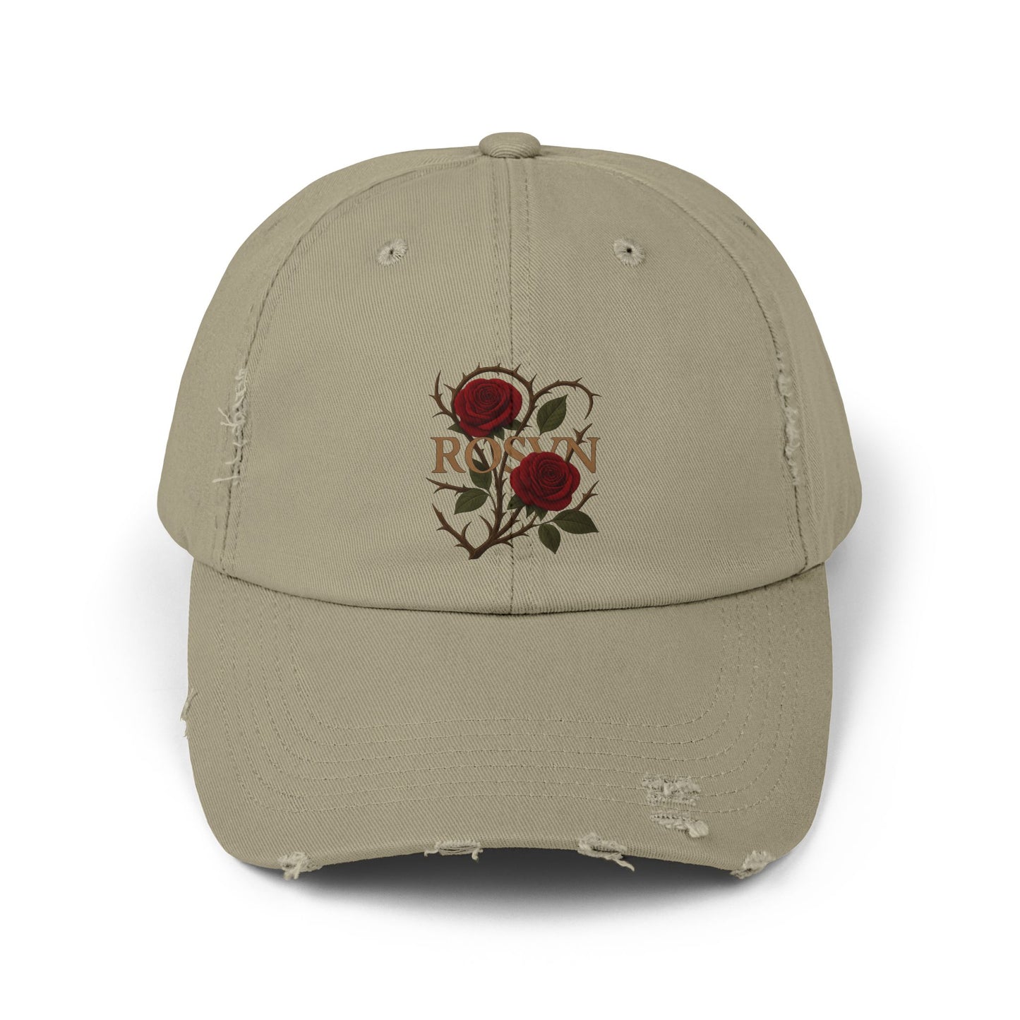 Stylish Distressed Cap with Roses Design