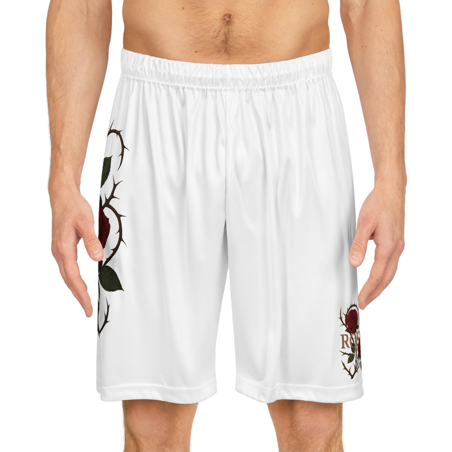 Floral Rose Design Basketball Shorts,