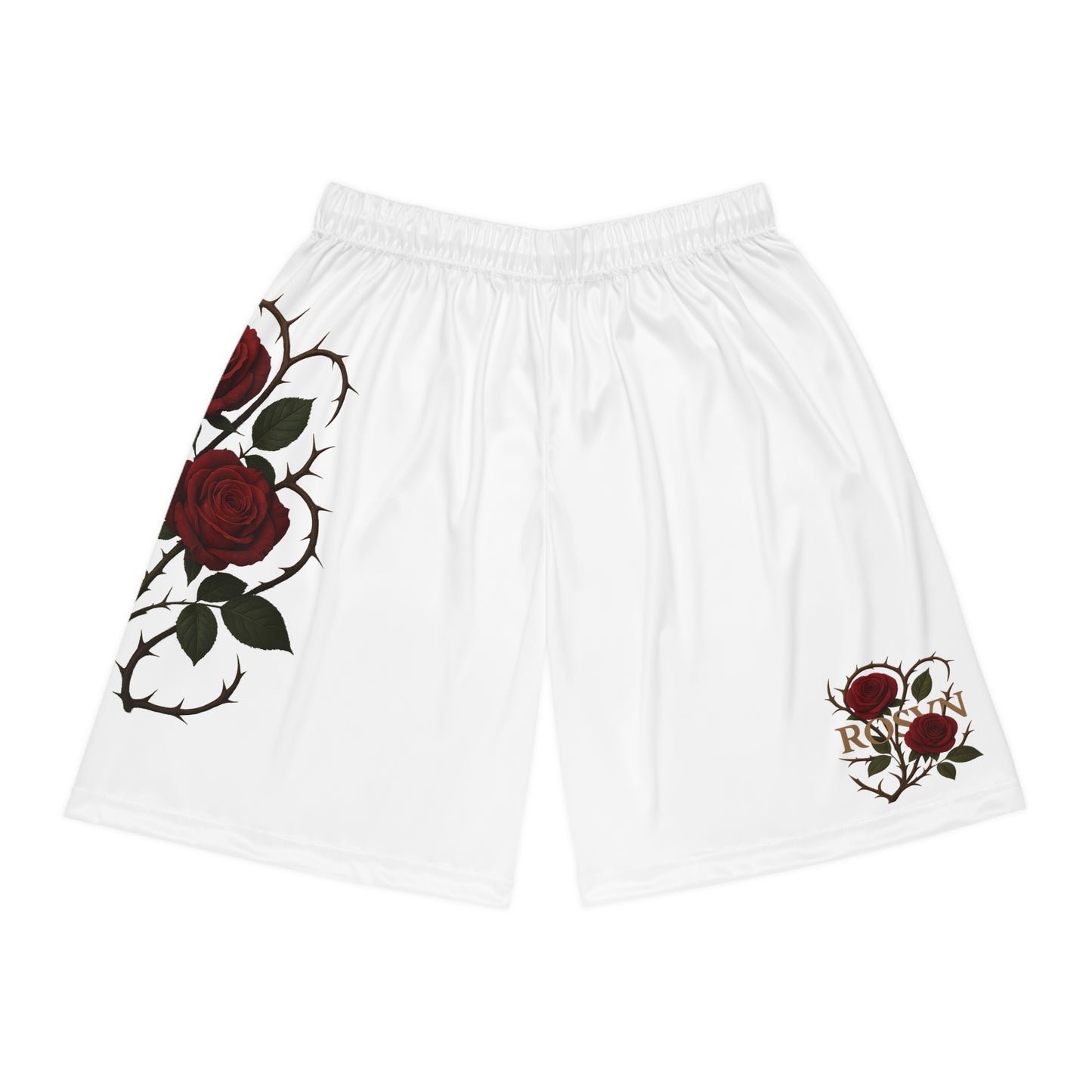 Floral Rose Design Basketball Shorts,