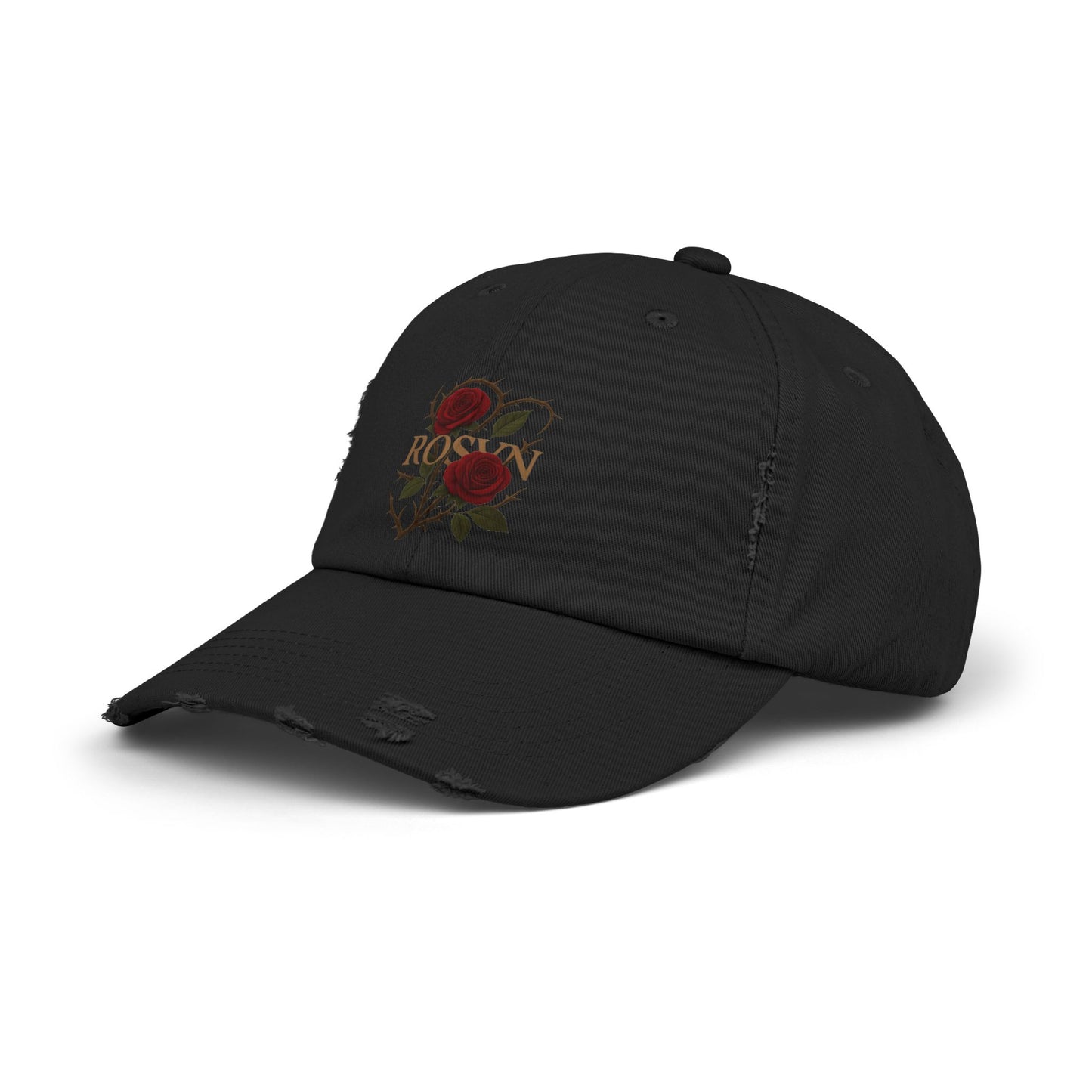 Stylish Distressed Cap with Roses Design