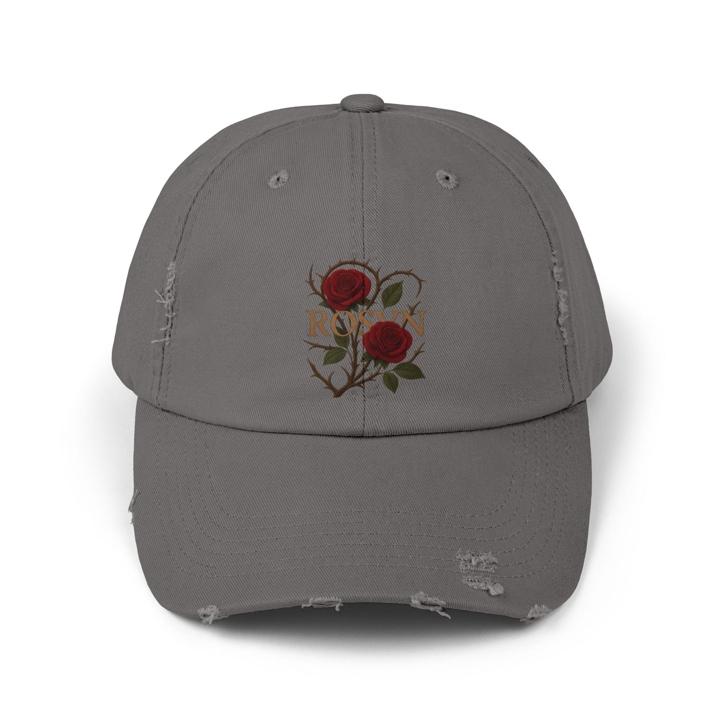 Stylish Distressed Cap with Roses Design
