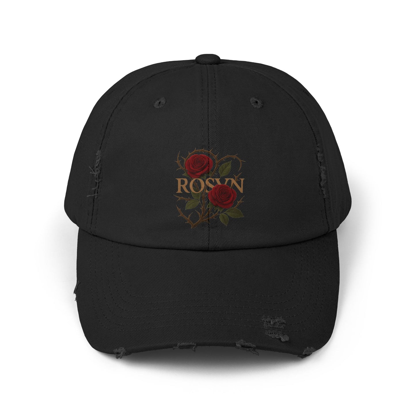 Stylish Distressed Cap with Roses Design