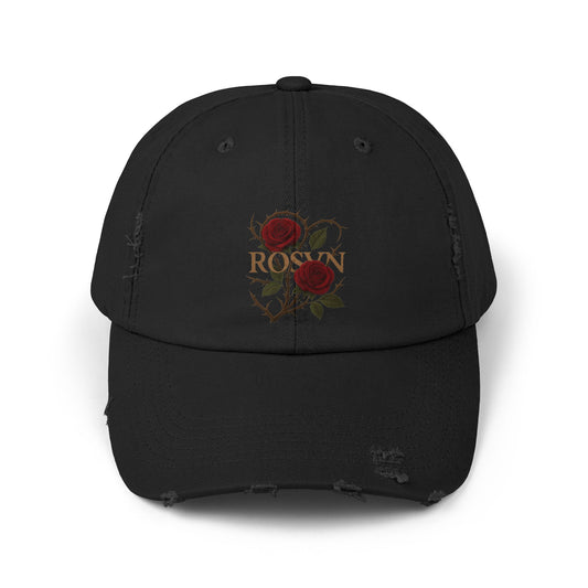 Stylish Distressed Cap with Roses Design